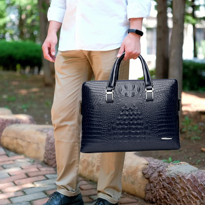 Teczka torba męska PU skóra krokodyla aligator torebka typu Tote Laptop 14. komputer męska torba biznesowa na ramię mąż