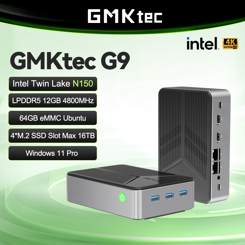 GMKtec Nucbox G9 MINI NAS Nieuwe Mold Intel N150 MINI PC Windows 11 Pro LPDDR5 M.2 2280 SSD WIFI 6 BT5.2 Dual Triple Screen