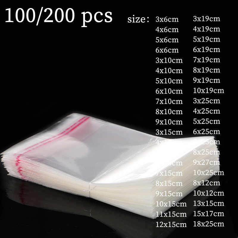 100-200 transparante, verzegelde OPP-plastic zakjes, cadeauzakjes voor sieraden, anti-aanbak zakjes voor koekjes en snoep.