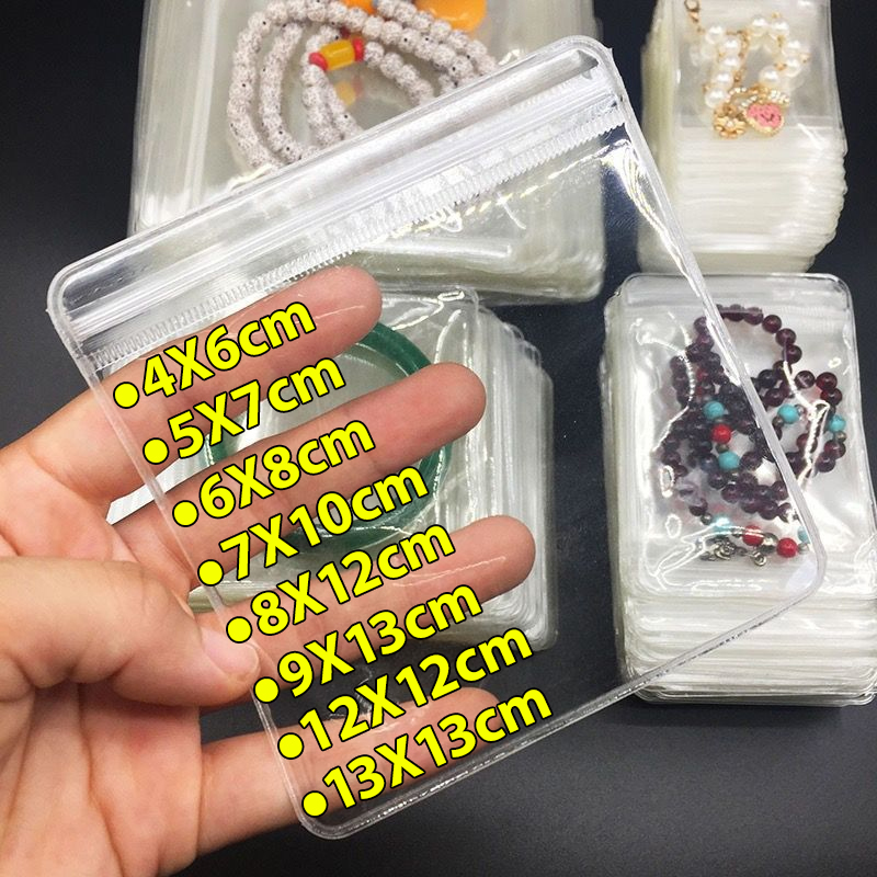 10/100pcs Thicken PVC เครื่องประดับแพคเกจกระเป๋า Anti-Oxidation Organizer จอแสดงผลบรรจุภัณฑ์เก็บ Self Sealing กระเป๋า