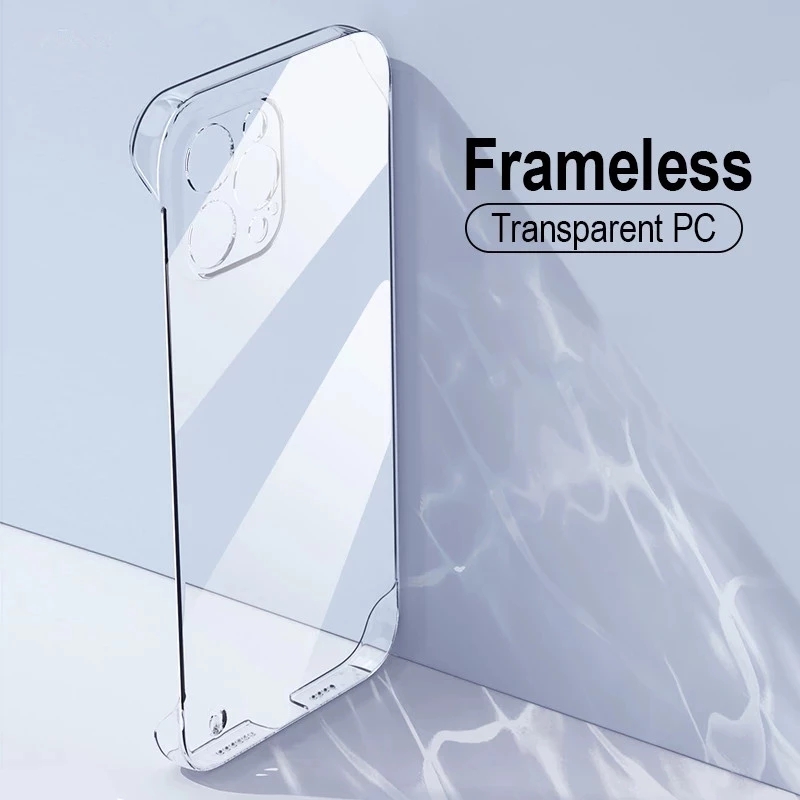 Clear Frameloze Harde PC Case voor iPhone 16 15 13 12 11 14 Pro MAX MINI XR SE 7 8 PLUS Slanke Schokbestendige Transparante Cover