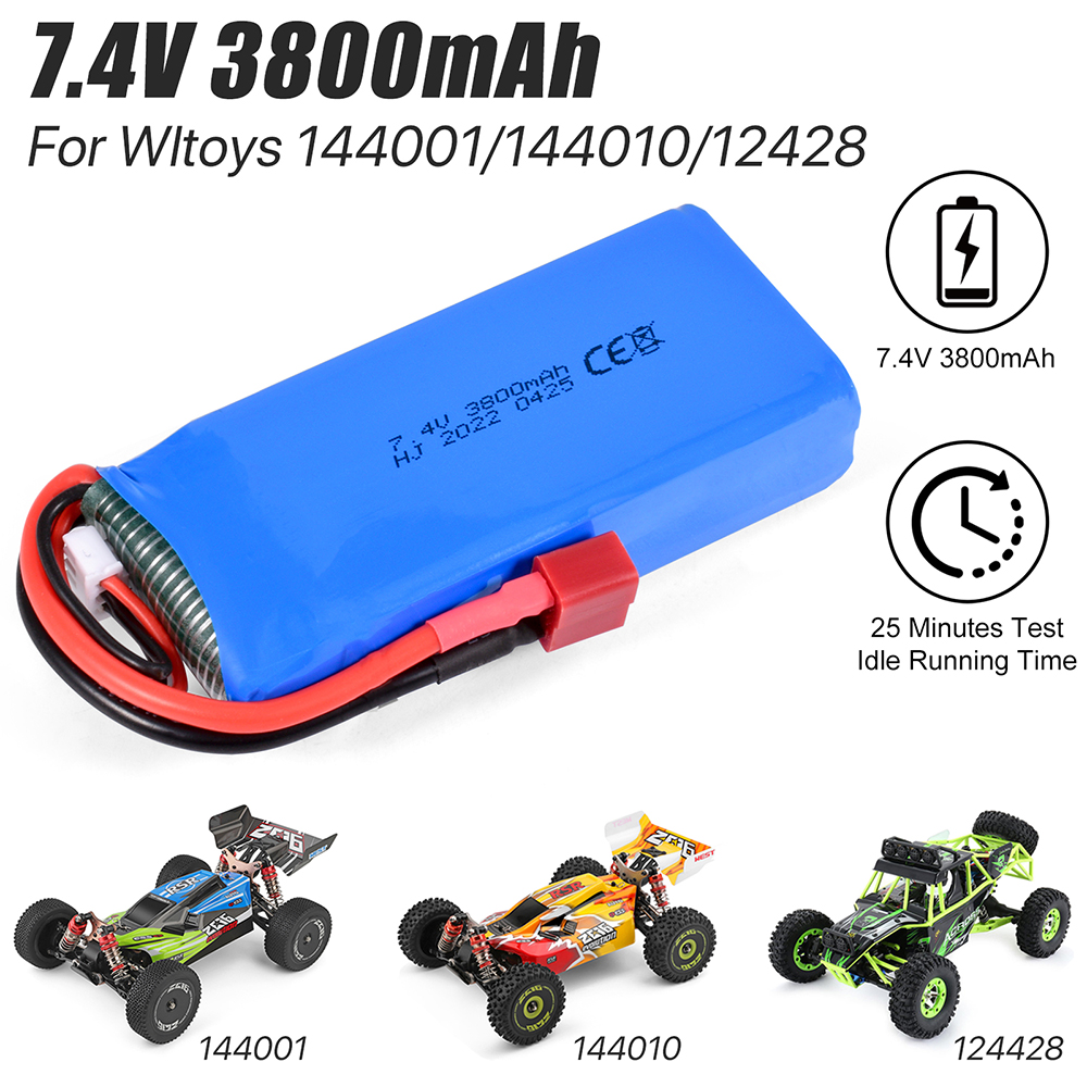 Akumulator LiPo 2S 7.4V 3800mAh do Wltoys 144001/144011/144010/12428/124019/124018/124016/124017/124010 - ulepszenia baterii do samochodów RC