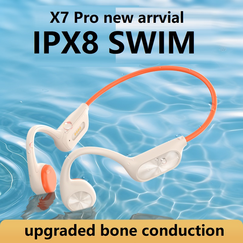Auriculares de Conducción Ósea X7 Pro, IPX8, Auriculares Abiertos, Bluetooth 5.3, para Natación, con Micrófono, Resistentes al Agua, Reproductor MP3 con Memoria de 32 GB
