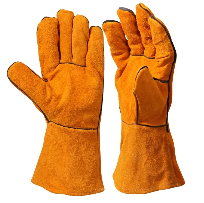 Luvas de soldagem luvas resistentes ao calor/fogo luvas de couro duráveis para churrasco, forno