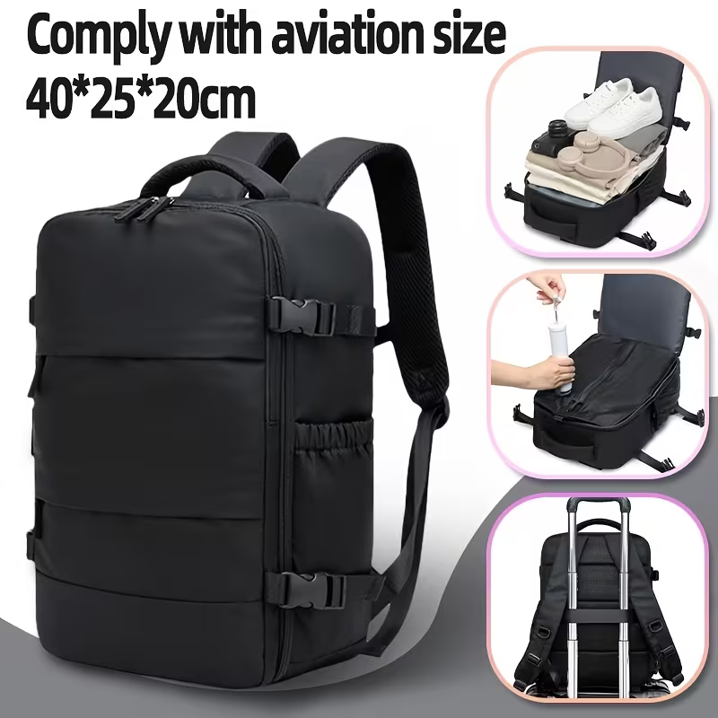 Reiskoffer Verbeterde vacuümcompressierugzak met luchtpomp, door vliegtuigen goedgekeurde reistas met grote capaciteit 40*25*20cm Multifunctionele dubbele schoudertas, vacuümcompressiezak inclusief vacuümpomp, ruimtebesparend opberghulpmiddel bespaart 50%