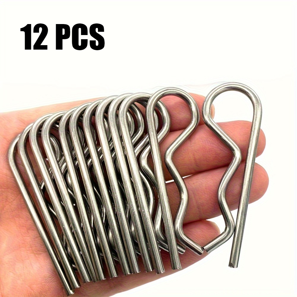12 Uds., clip R de clavo para taburete de acero inoxidable 304, anticorrosión y a prueba de óxido, accesorios para sistema de bloqueo de remolque fijo industrial