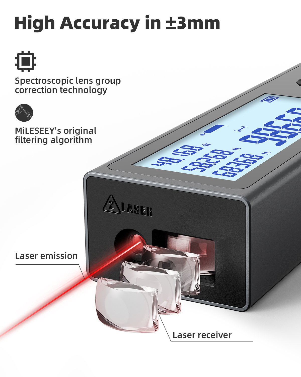 MILESEEY Misuratore di nastro laser M120 Misuratore di nastro laser Bluetooth ricaricabile 30M 40M Strumenti di misura