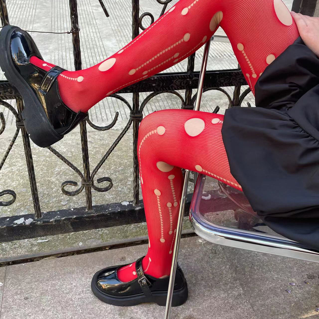 Bas déchiré rouge ajouré pour femmes, collants brise-trou, Lingerie, Leggings, chaussettes gothiques, accessoires pour vêtements de fête