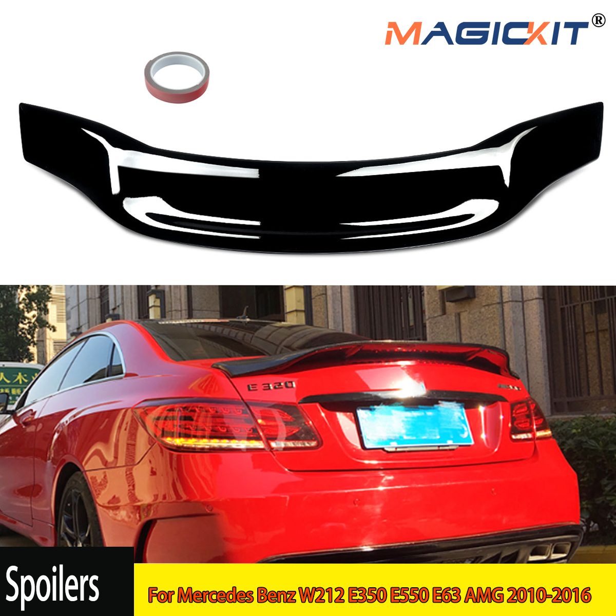 Dla Mercedes Benz W212 E350 E550 E63 AMG 2010-2016 Spoiler bagażnika Wing RT Style