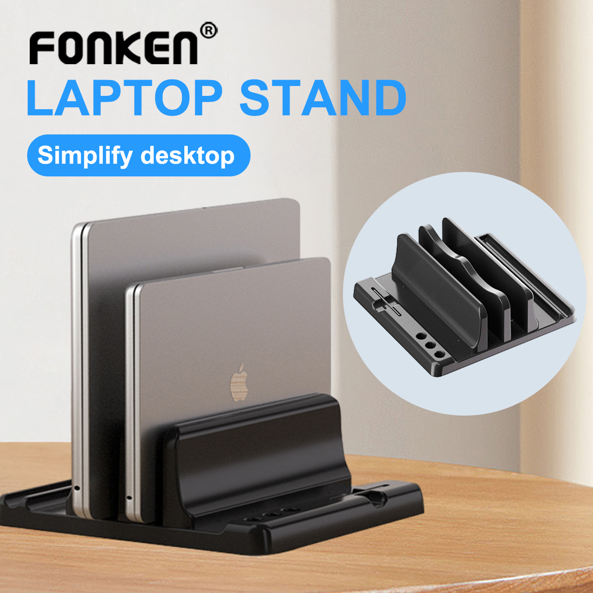 Uniwersalny stojak na laptopa z 3/2 gniazdami, pionowy uchwyt na laptopa, stacja dokująca do laptopa, organizer na biurko na MacBooka, tablet i telefon