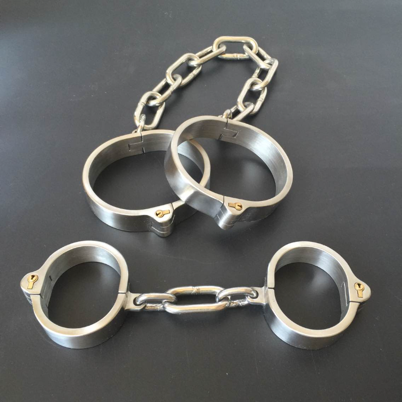 Zware Stainles Stalen Slaaf Pols Handboeien Enkelboeien Boeien/Afneembare Ketting Bdsm Bondage Slot Volwassen Boeien Slave Seksspeeltje
