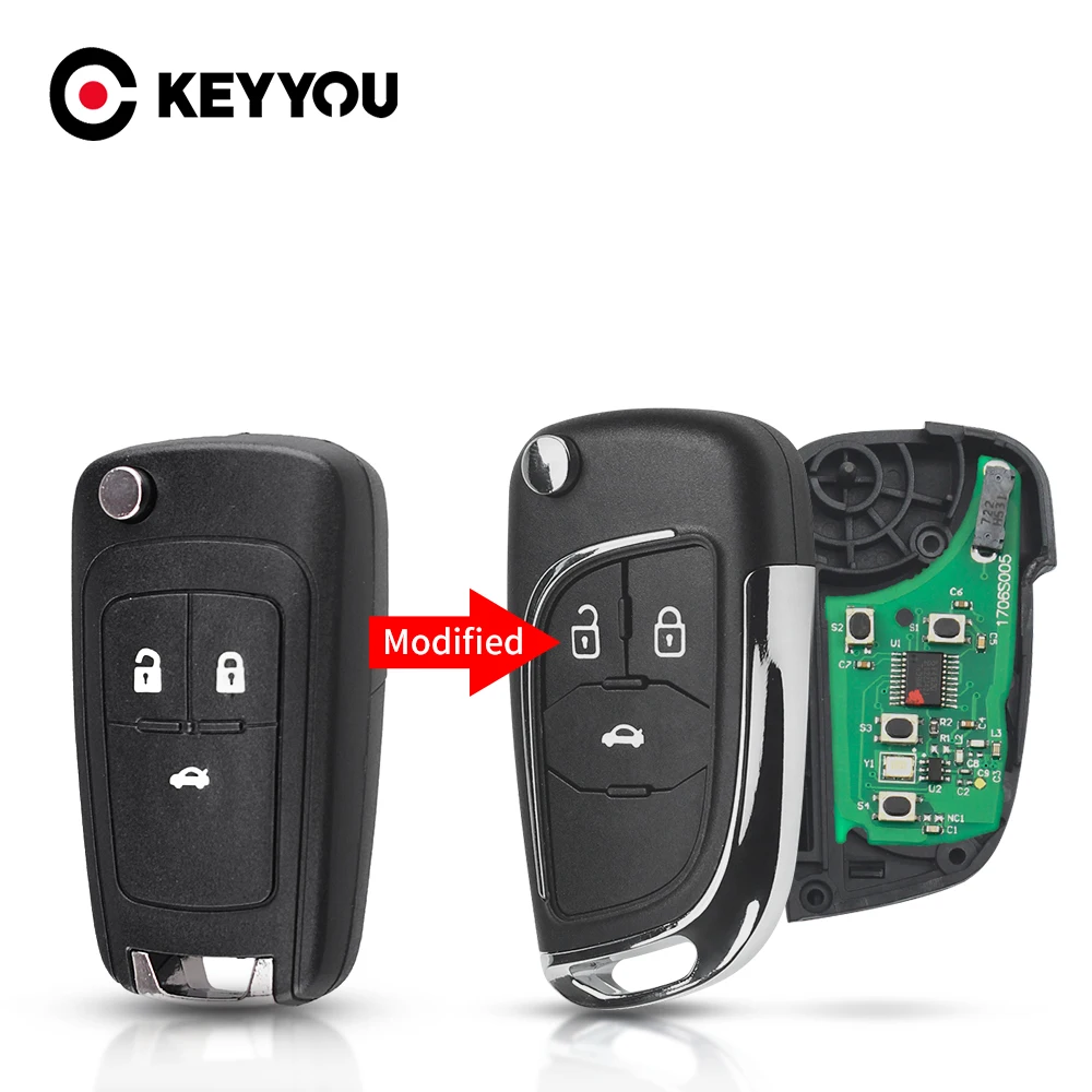KEYYOU Geändert 2/3/4 Tasten Auto Flip Remote Schlüssel 315/433MHz ID46 Für OPEL VAUXHALL Astra J Corsa E insignia Zafira C 2009-2016