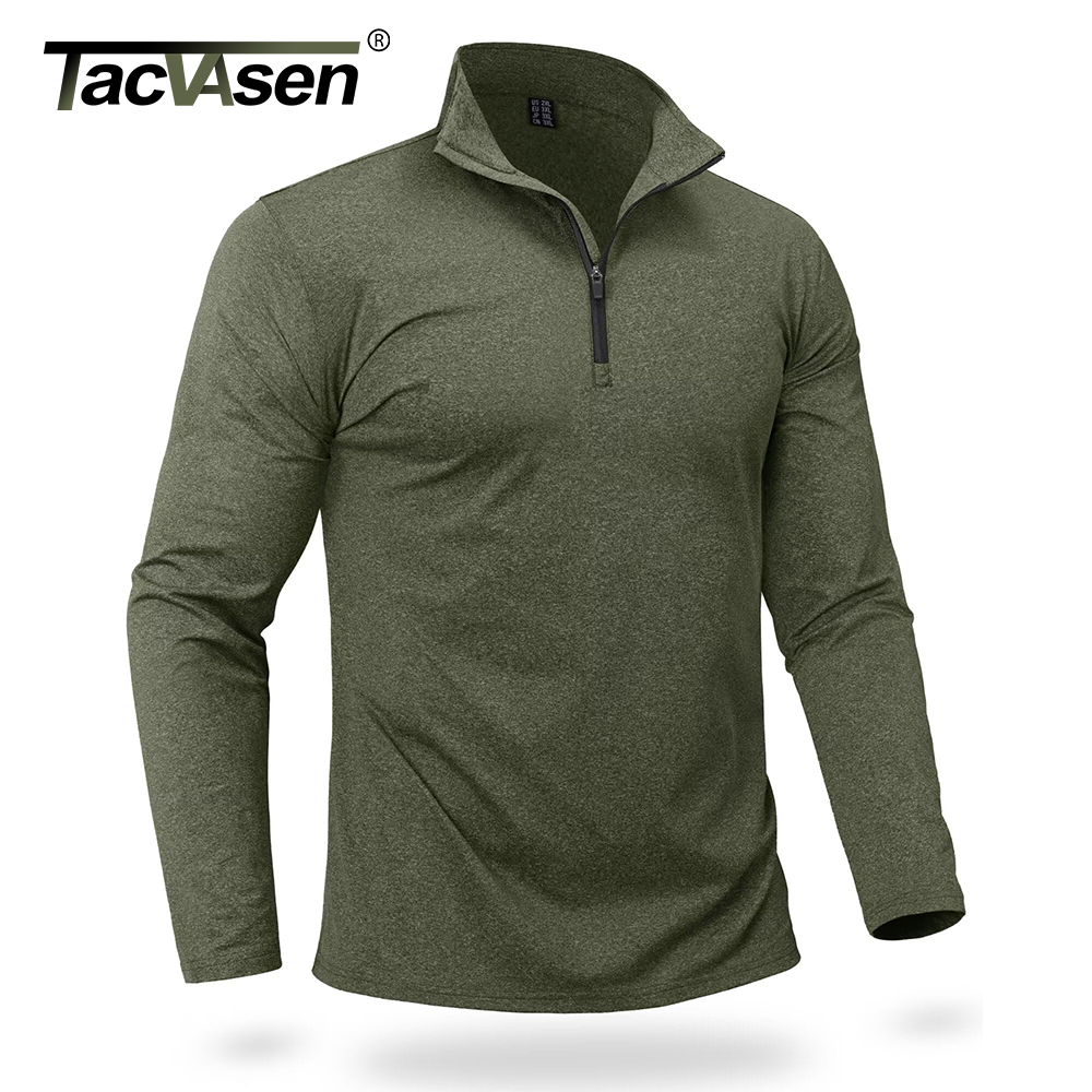 TACVASEN Primavera/Autunno Maglione sportivo termico da uomo 1/4 Cerniera Top Traspirante Palestra Corsa T Shirt Pullover Maschile Activewear