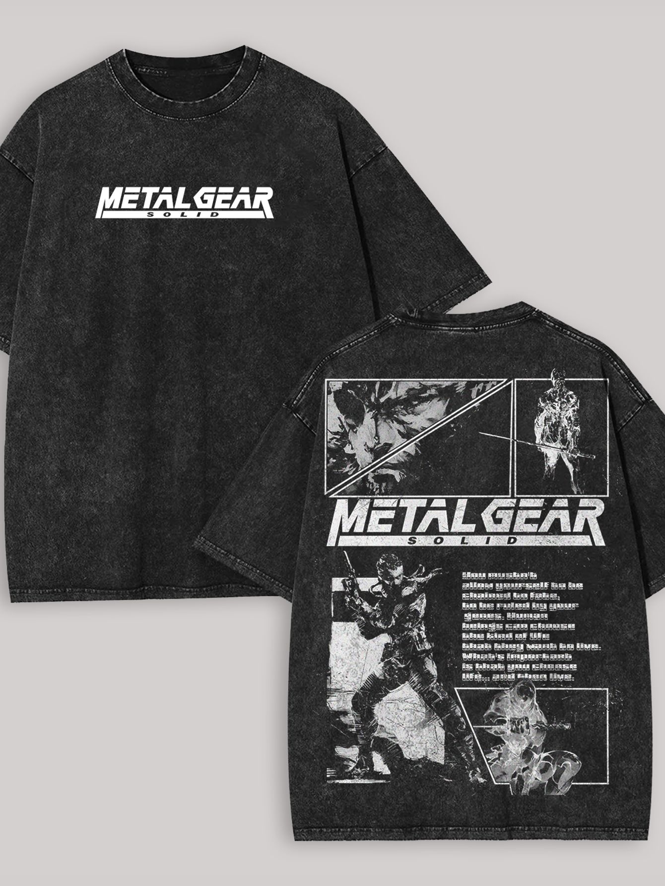 Мужская футболка с круглым вырезом, повседневная, из 100% хлопка, с принтом Metal Gear Solid и надписью, всесезонная, уличный стиль, мужские футболки.
