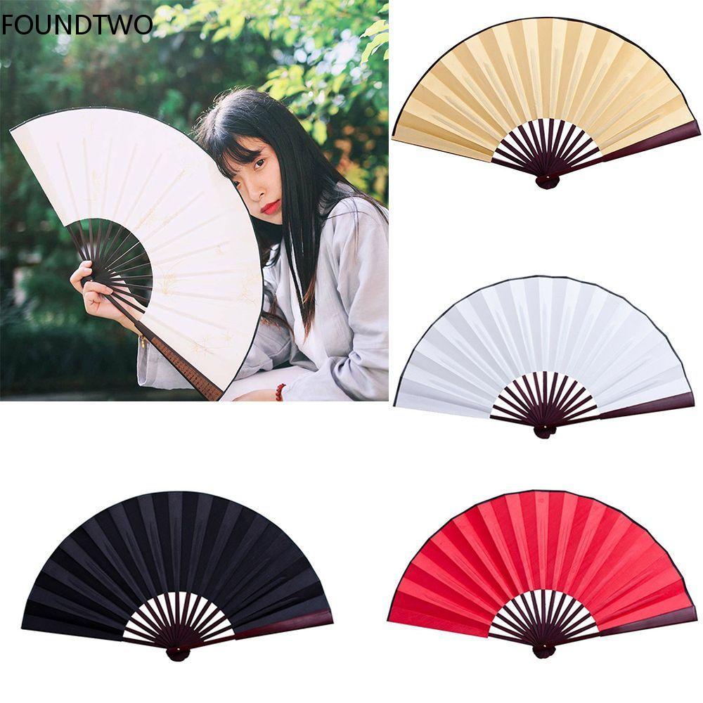 8/10 Inch Folding Fan Hand Silk Cloth DIY Chinese Folding Fan Wooden Bamboo Antiquity Fold Fans DIY Calligraphy Painting Decor