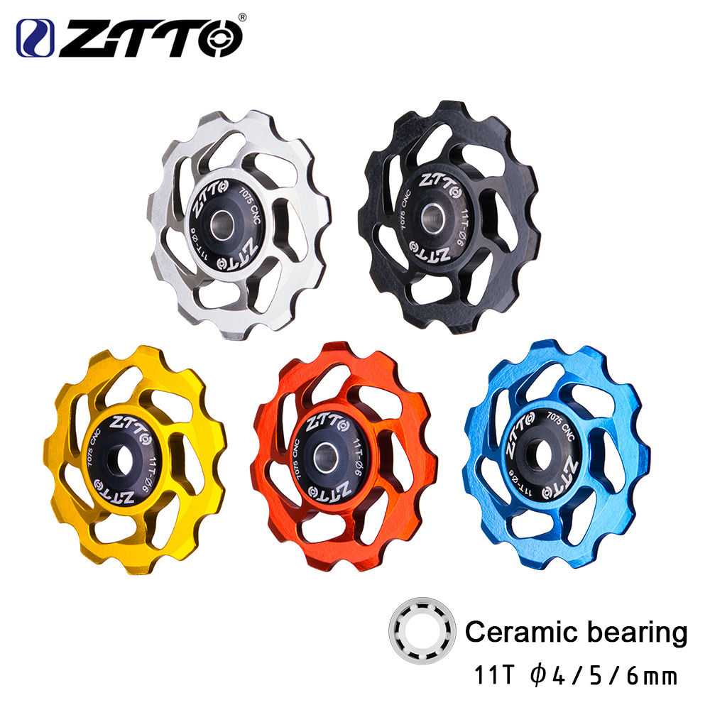 ZTTO 11T vtt vélo dérailleur arrière roue Jockey roulement en céramique poulie AL7075 CNC vélo de route Guide rouleau tendeur 4mm 5mm 6mm