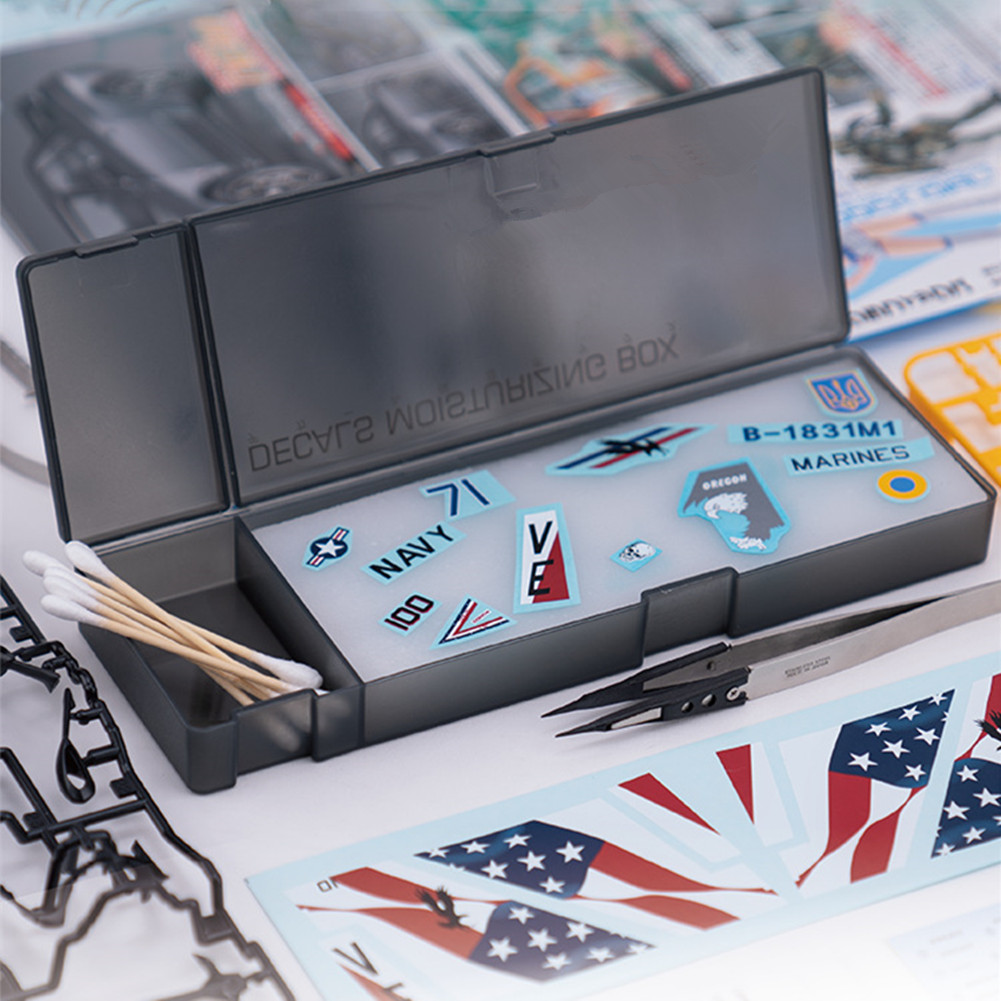 Naklejki wodne pudełko z naklejkami dla Gundam Model DIY Hobby narzędzia akcesoria wysokiej jakości plastikowe czarne Hobby rzemiosło nawilżające etui