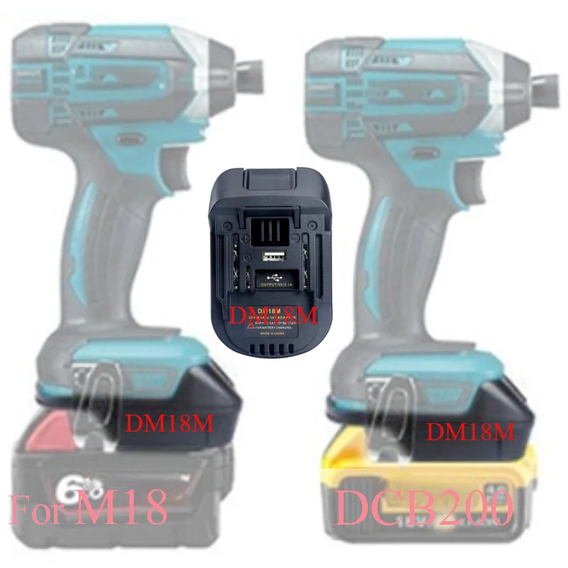 DM18M Converter อะแดปเตอร์สําหรับ Milwaukee สําหรับ M18 สําหรับ Dewalt 20V Li-Ion แบตเตอรี่สําหรับ Makita 18V เครื่องมือ USB Power Bank Charger