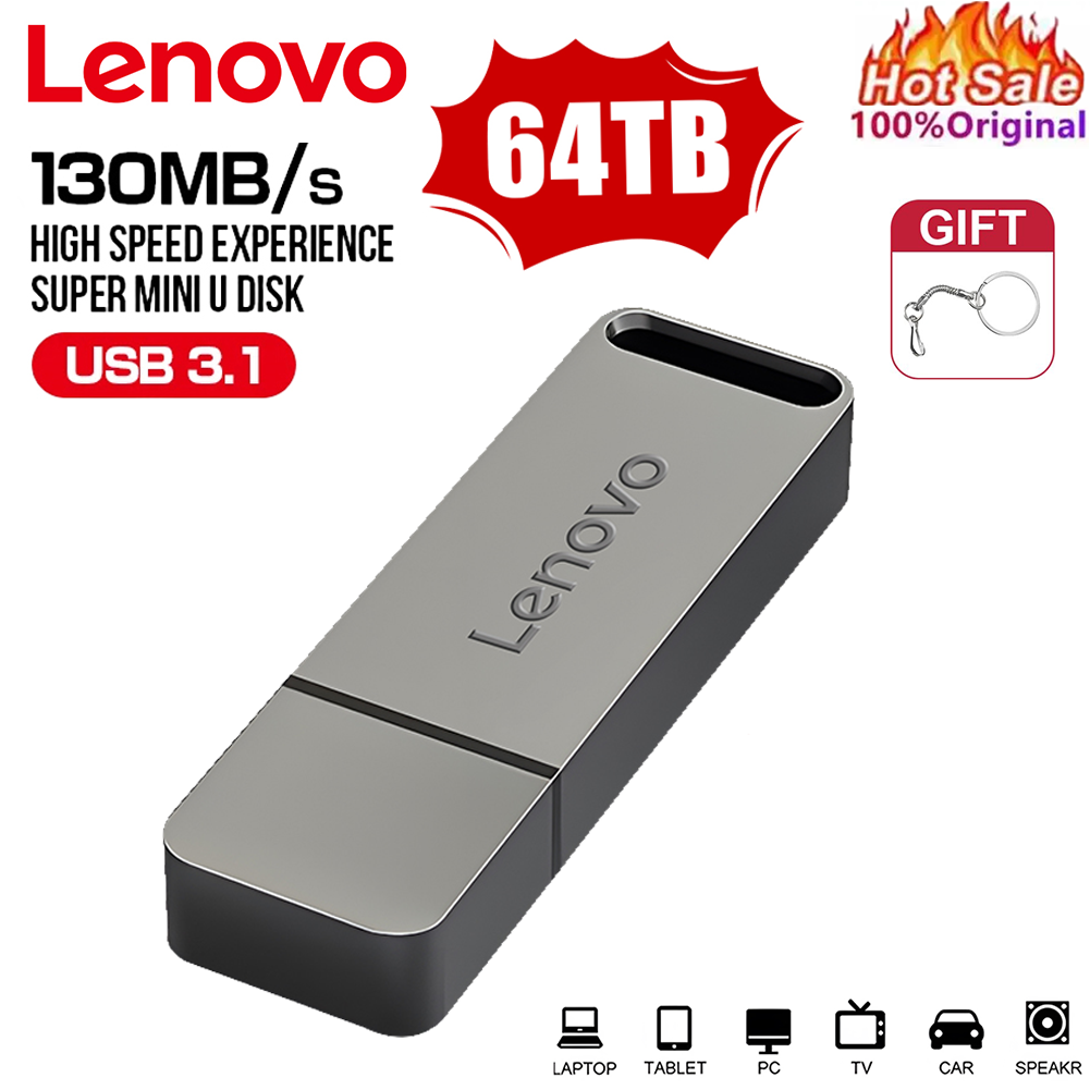 Lenovo โลหะ 64TB U ดิสก์แฟลชไดรฟ์ USB 3.0 ความเร็วสูงแฟ้ม Transfer 16TB 8TB ขนาดใหญ่ความจุกันน้ําสไตล์