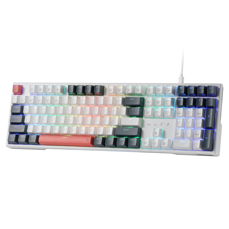 Redragon K668 RGB Gaming Keyboard, 108 Tombol Keyboard Mekanis Berkabel dengan Ekstra 4 Hotkeys Soket Hot-swappable Yang Ditingkatkan, Sakelar Merah
