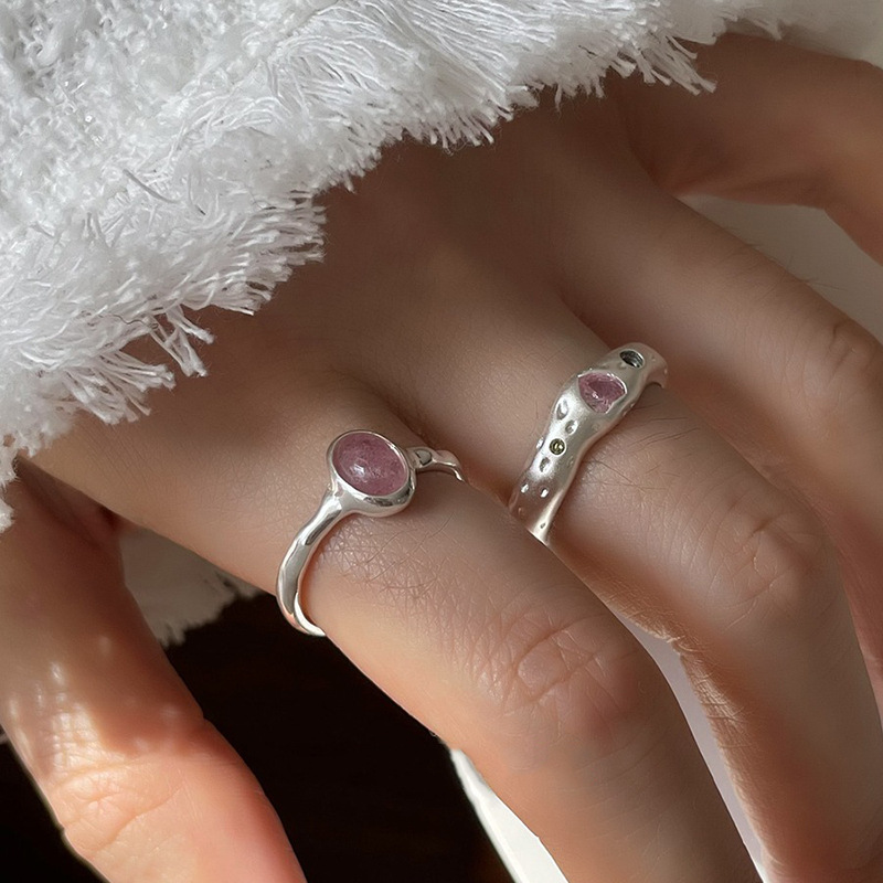 925 prata esterlina simples retro rosa pedra anéis para mulheres moda geométrica smiple aberto artesanal alergia festa jóias presente