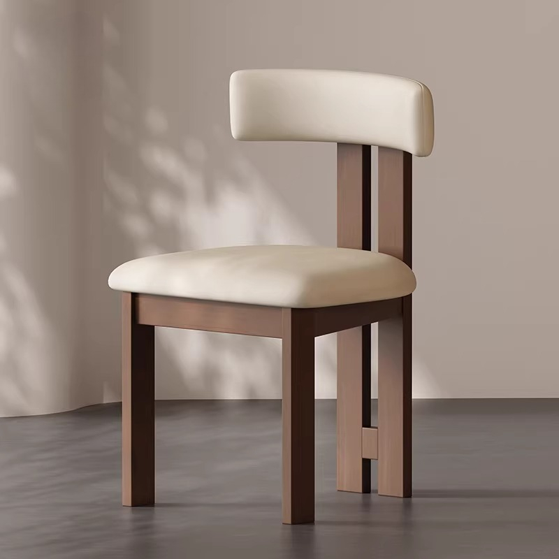Franse massief houten eetkamerstoel Moderne eenvoudige bureaustoel met rugleuning, ijdelheidsstoelen voor luxe slaapkamer, woonkamermeubilair