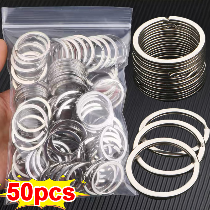 10-50 pezzi portachiavi in acciaio inossidabile 25/30mm linea piatta rotonda anelli divisi portachiavi per creazione di gioielli portachiavi lucido risultati fai da te