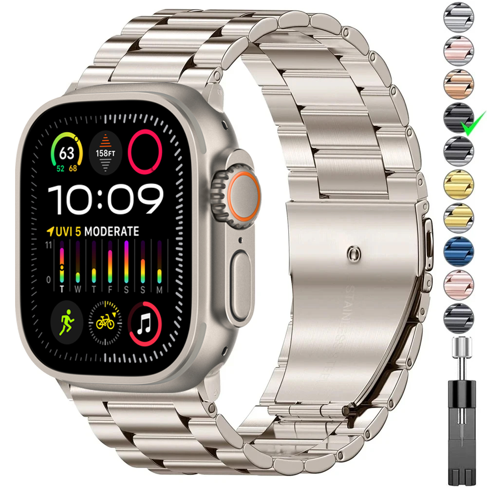 Bracelet en alliage de titane et acier inoxydable, pour Apple Watch Ultra 2, 49mm, 44mm, 45mm, 46mm, 41mm, iwatch série 6/7/8/9/10/11