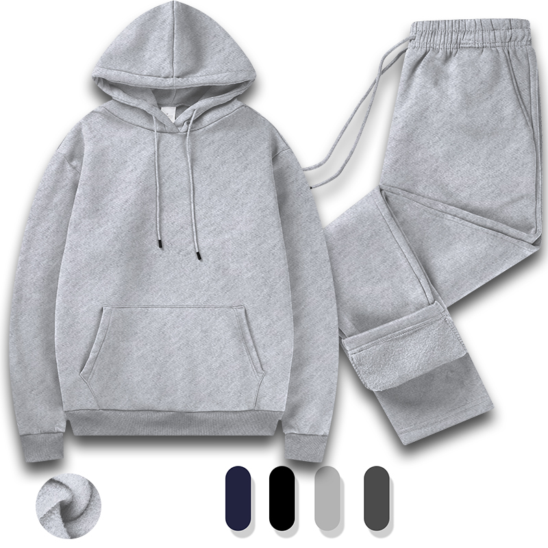 Tuta da uomo Set da 2 pezzi Abiti sportivi con cappuccio a maniche lunghe grandi e alti Abiti elasticizzati per allenamento in palestra