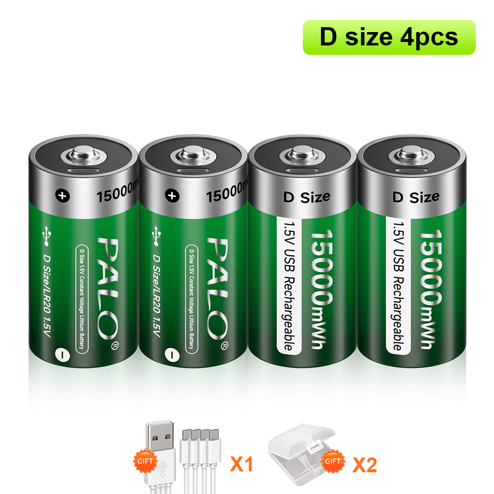 PALO 1.5V D Size Battery Type-C USB Akumulatory litowo-jonowe D Lipo LR20 Akumulator do kuchenki gazowej RC Kamera Akcesoria do dronów
