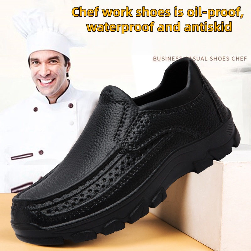 Scarpe da cuoco da uomo scarpe da lavoro da cucina impermeabili e resistenti all'olio scarpe da giardino da uomo casual ultraleggere antiscivolo con suola morbida in EVA