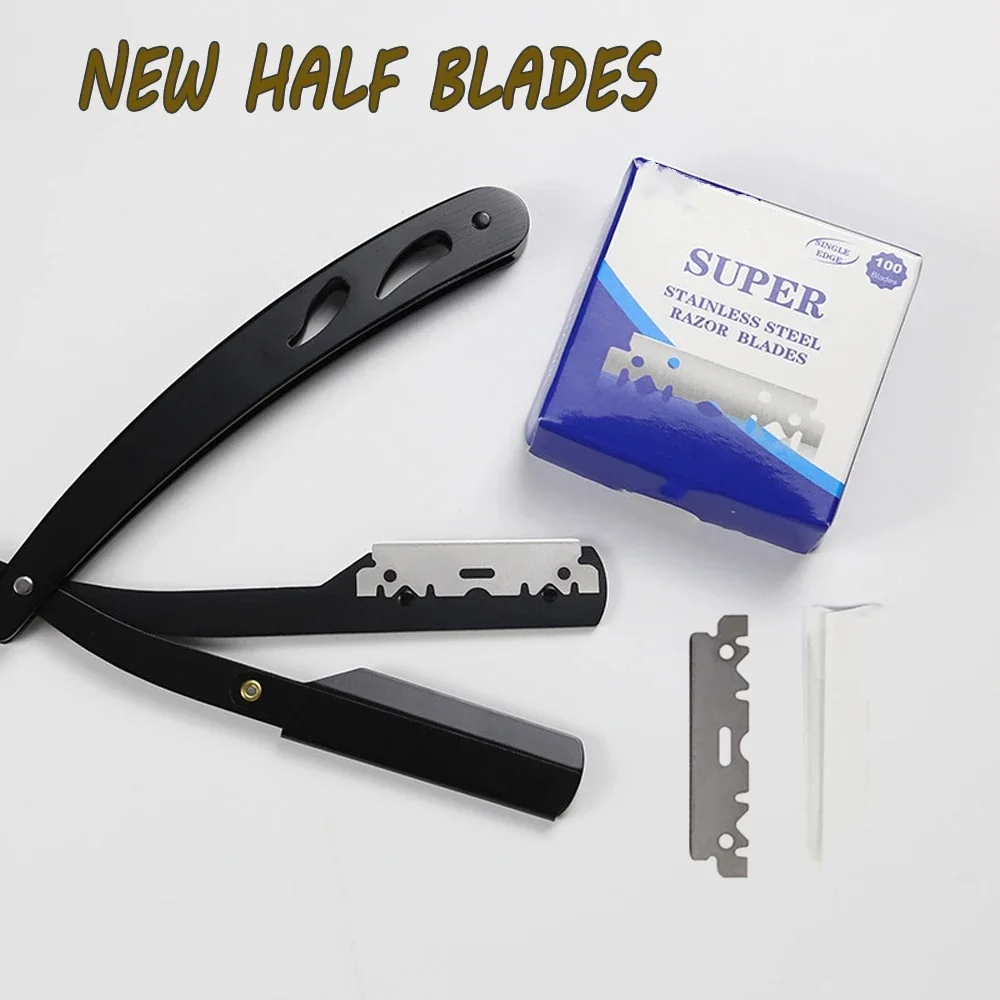 Cuchilla de afeitar de un solo lado para hombre, afeitadora Manual de acero inoxidable, herramientas de afeitado, 10/100 Uds.