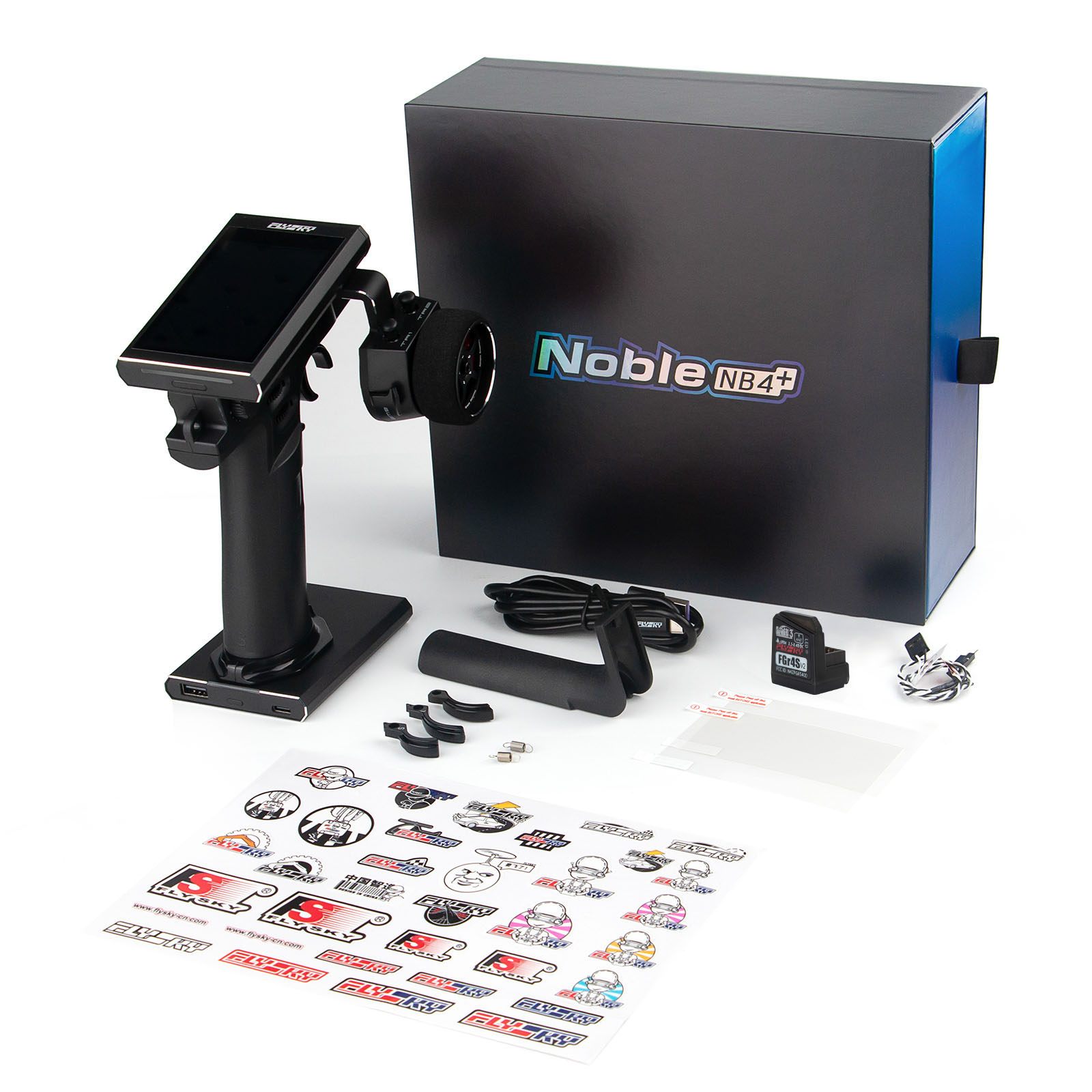 Flysky Noble NB4+ 2.4G 8CH Nadajnik radiowy Pilot zdalnego sterowania z odbiornikiem FGR4S Protokół AFHDS 3 do zdalnego sterowania łodzią samochodową