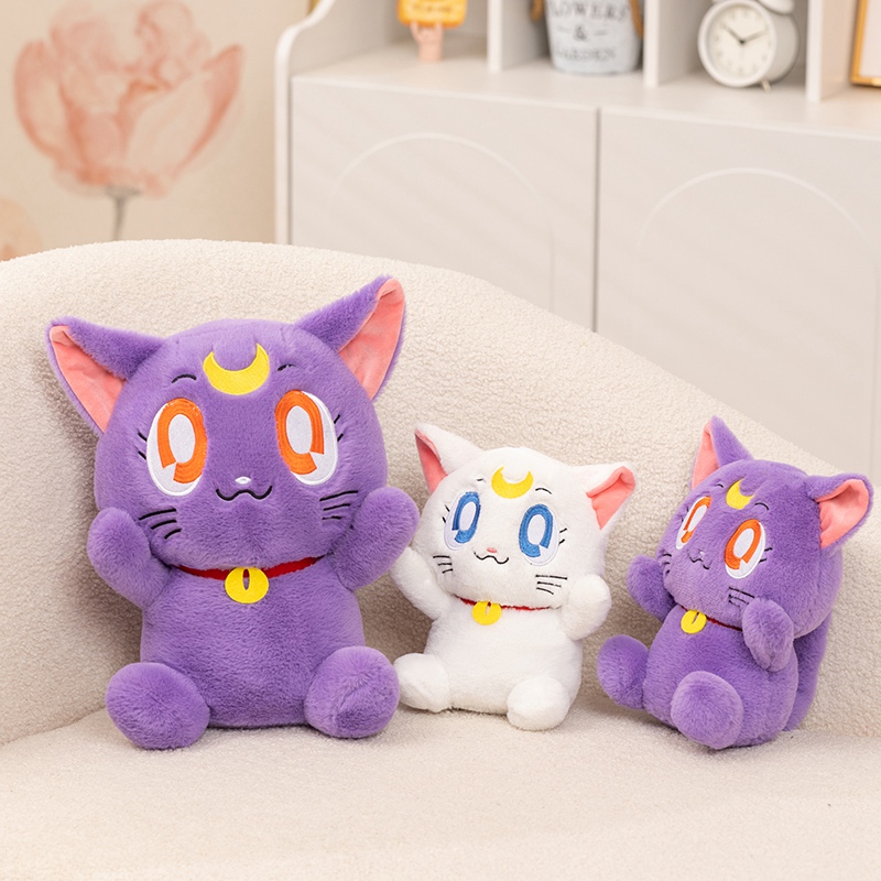 Jouets en peluche chat marin lune, dessin animé japonais, chaton, poupée en peluche, décor de chambre Kawaii pour fille, cadeaux Kawaii pour petite amie
