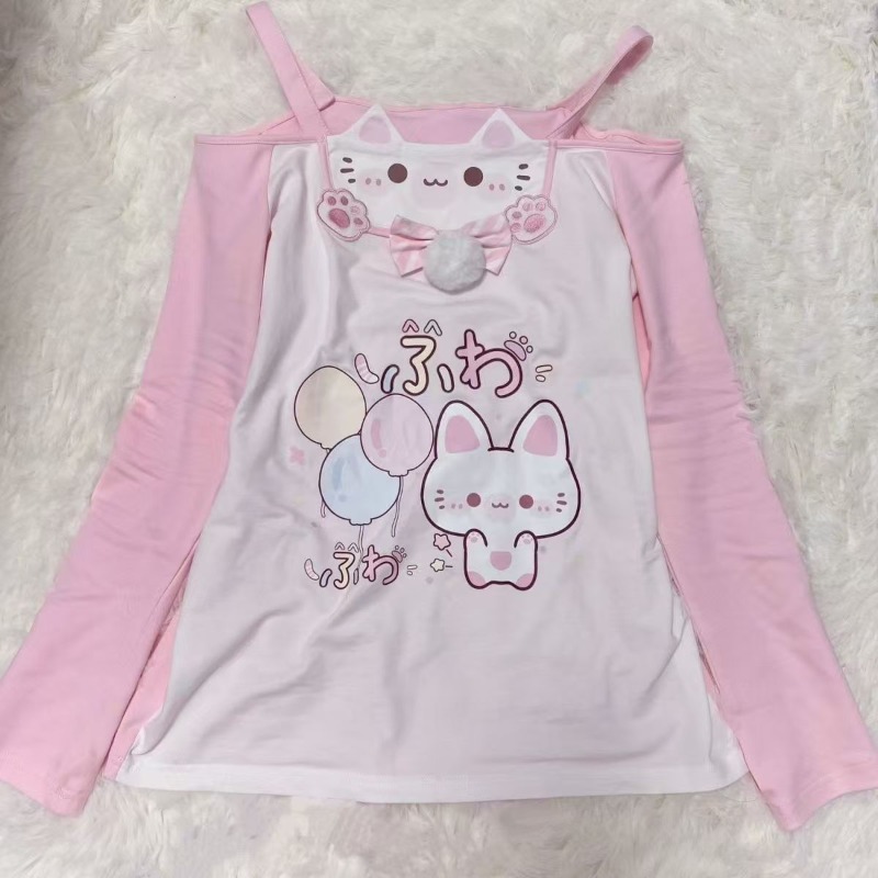 Camisetas Japonesas Femininas com Estampa de Borboleta Rosa, Renda e Decote Canoa, Estilo Anime, Ombro a Ombro, Tops Y2K Fofos