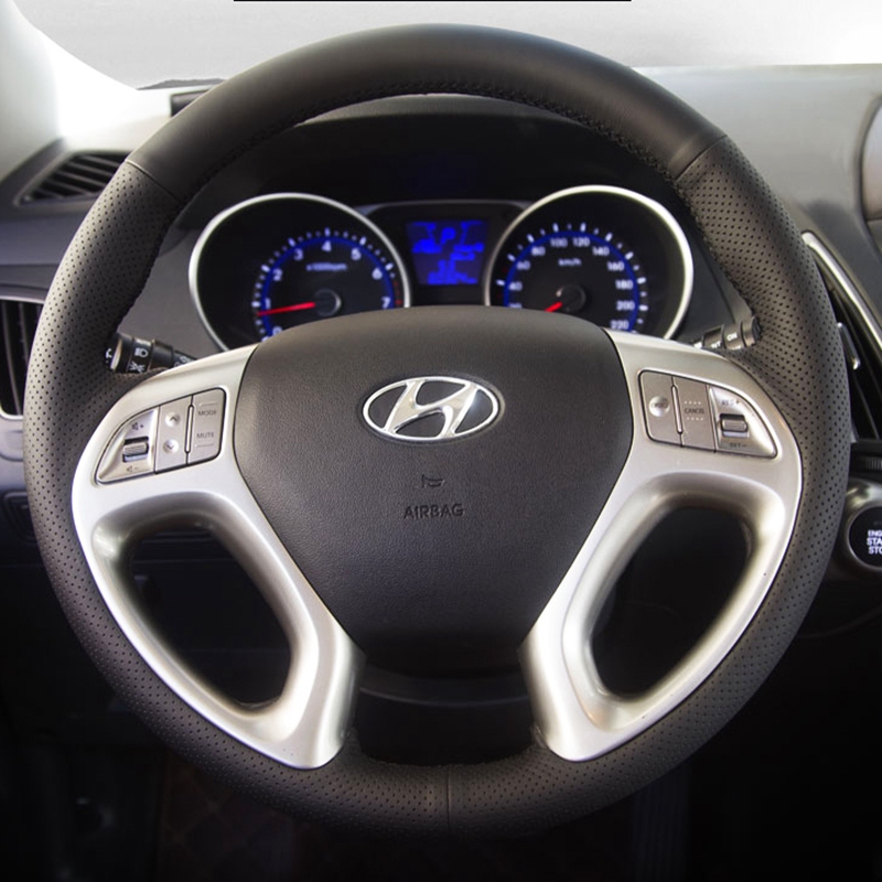 Personalize capa de volante de carro de couro de microfibra respirável antiderrapante para hyundai ix35 tucson 2 2011-2015 acessórios de carro