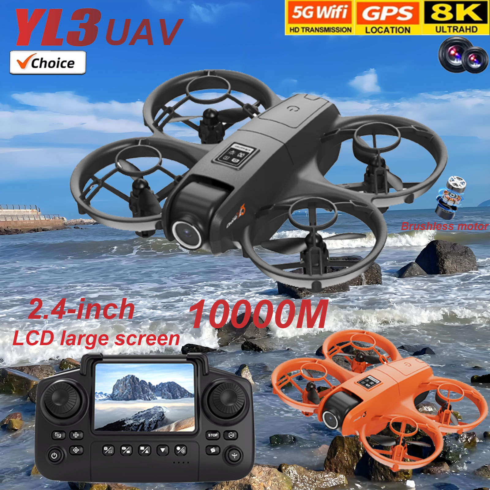 2025 nouveau Mini Drone YL3 avec caméra HD 8K 5G WIFI FPV écran télécommande évitement aérien quadrirotor garçons Festival jouets cadeaux