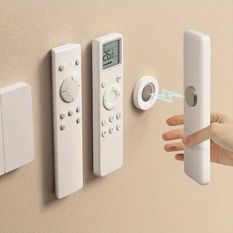Soporte remoto magnético sin taladro, soporte de pared para mandos a distancia de TV/AC/DVD, diseño blanco que ahorra espacio, 3 uds.