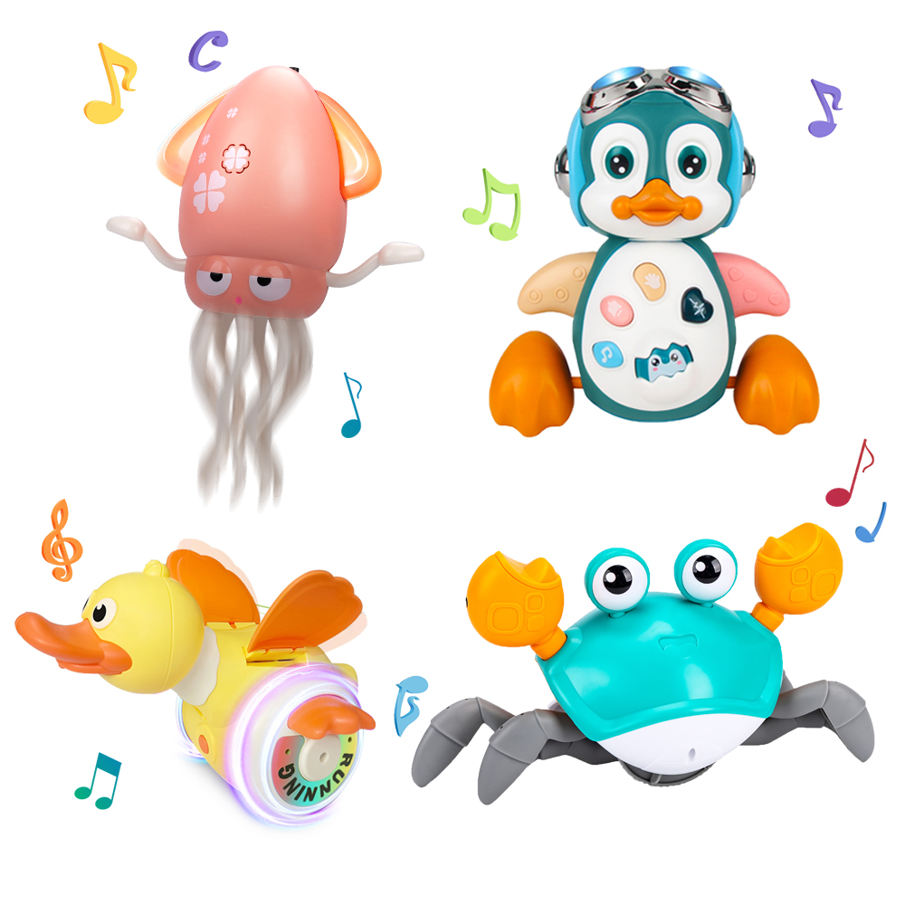 Crianças brinquedos eletrônicos para animais de estimação dança polvo & pato pinguim musical bebê rastejando brinquedos da criança brinquedos interativos presentes do tempo da barriga
