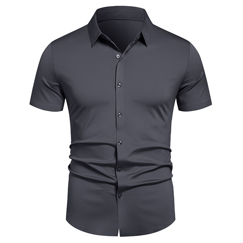 Chemises pour hommes, chemises habillées extensibles, sans plis, coupe classique, manches courtes, extensibles, décontractées, boutonnées