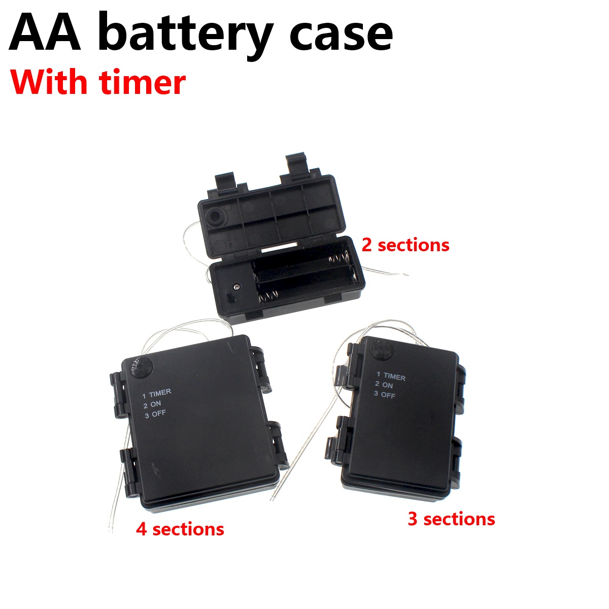 AA 3V nr. 5 waterdichte en stofdichte batterijhouder met timerfunctie, 2x 3x 4x 2 3 secties 4 secties AA batterijhouder