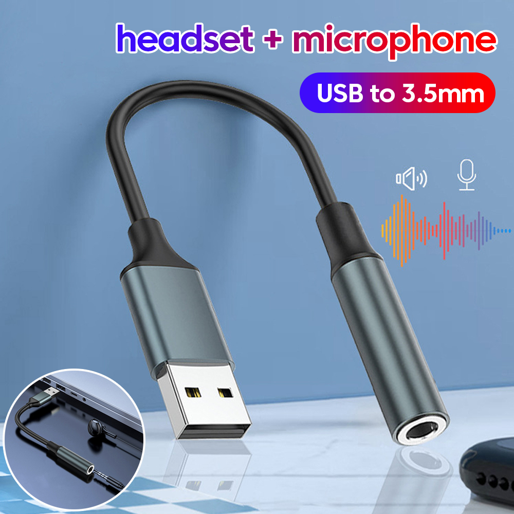 Аудиоадаптер USB на 3,5 мм Внешняя звуковая карта USB «папа» на 3, 5 разъемов Aux «мама» Гарнитура Микрофон Динамик Конвертер для ПК Ноутбук PS5 4