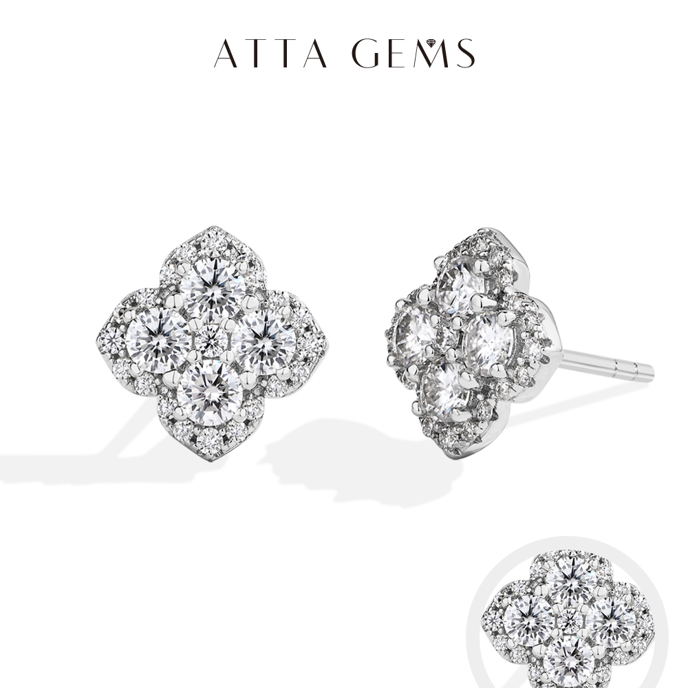 Attagems Volledige Moissanite Diamanten Oorbellen D VVS1 Voor Vrouwen S925 Sterling Zilver 18k Verguld Verlovings- Bruiloft Sieraden Geschenken