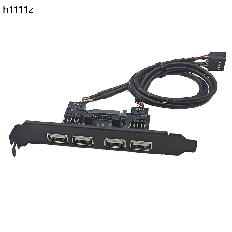 Nouvelle carte mère 9 broches à 4 Ports USB2.0, adaptateur de déflecteur, câble de 30cm, support d'extension du panneau arrière USB 2.0 pour ordinateur de bureau noir