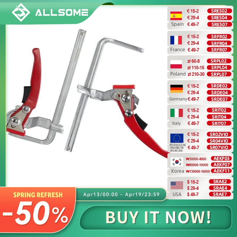 Allsome 2pcs Ratcheting Table Clamp, Quick Release Clamp For MFT and Guide Rail System, Bar Clamp