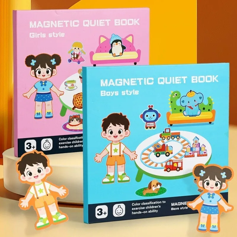 Livre magnétique silencieux, mon premier livre d'activités, jeu de correspondance à coller, autocollants magnétiques réutilisables, jouets Montessori, cadeaux