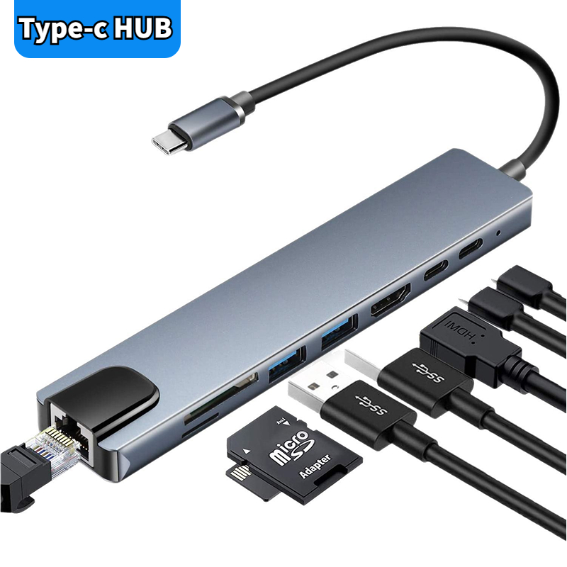 Estación de acoplamiento USB C 4K 30Hz, adaptador VGA RJ45 tipo C a HDMI, divisor de concentrador USB 3,0 para ordenador portátil, Macbook Air M1, iPad Pro