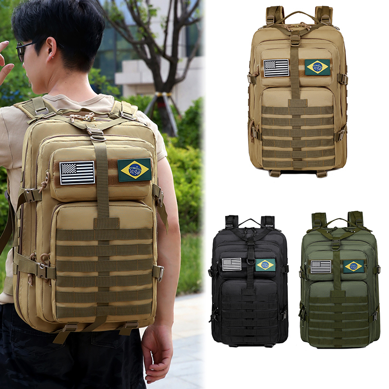 男性用の大容量防水バックパック,多目的ポケット,耐久性のある戦術バッグ,ハイキング,キャンプ,オックスフォード