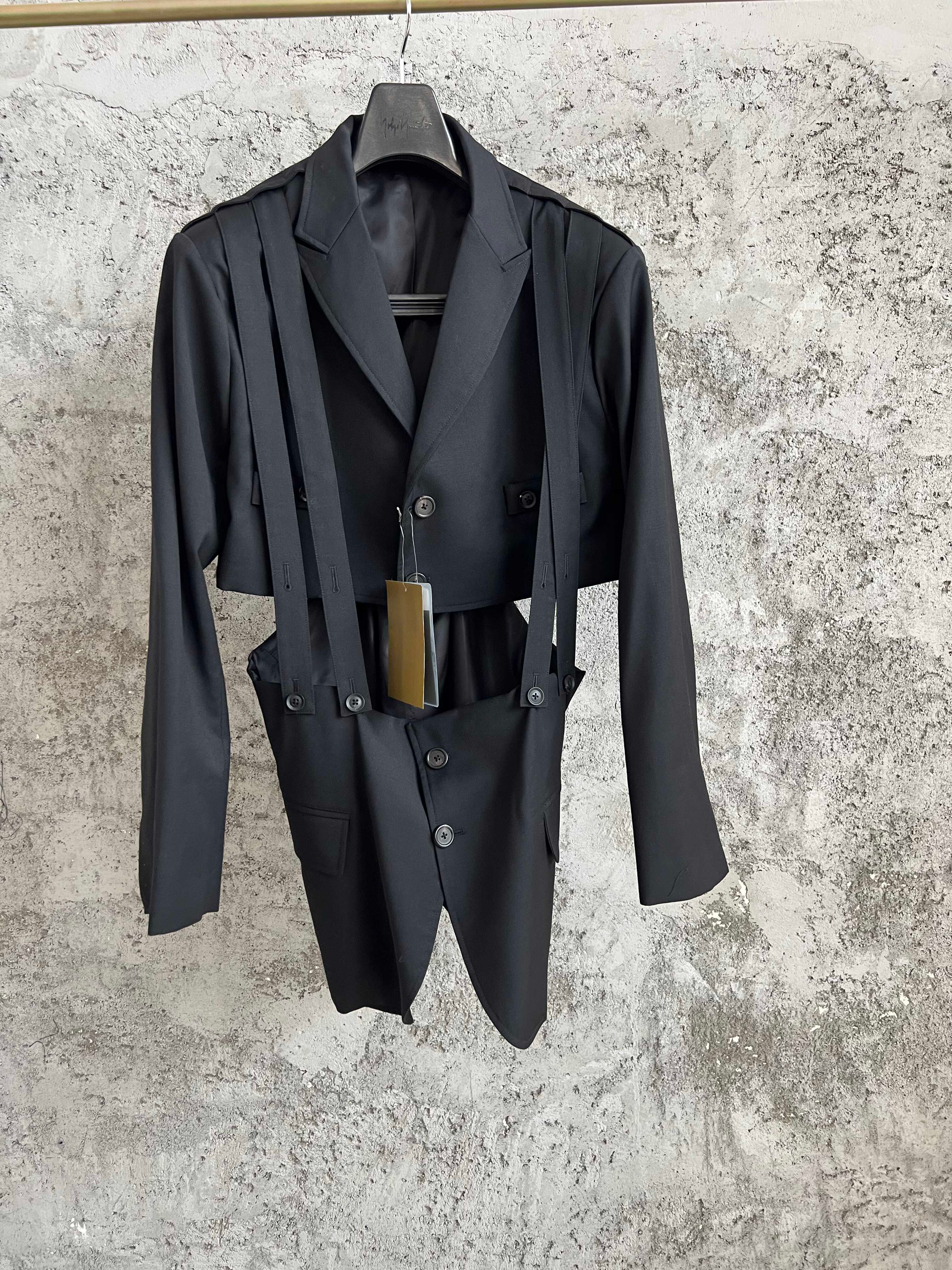 TOP-YAMAMOTO grande poche design couleur unie un bouton costume à manches longues col de costume veste de costume pour hommes