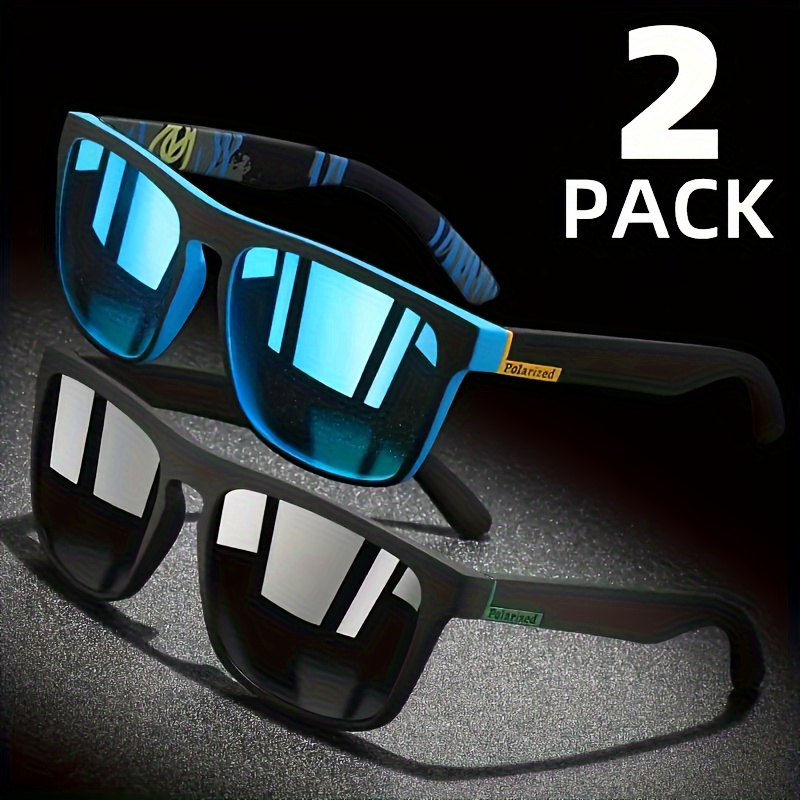 2 uds gafas de sol polarizadas cuadradas gafas de sol antideslumbrantes para fiesta de verano vacaciones viajes conducción pesca